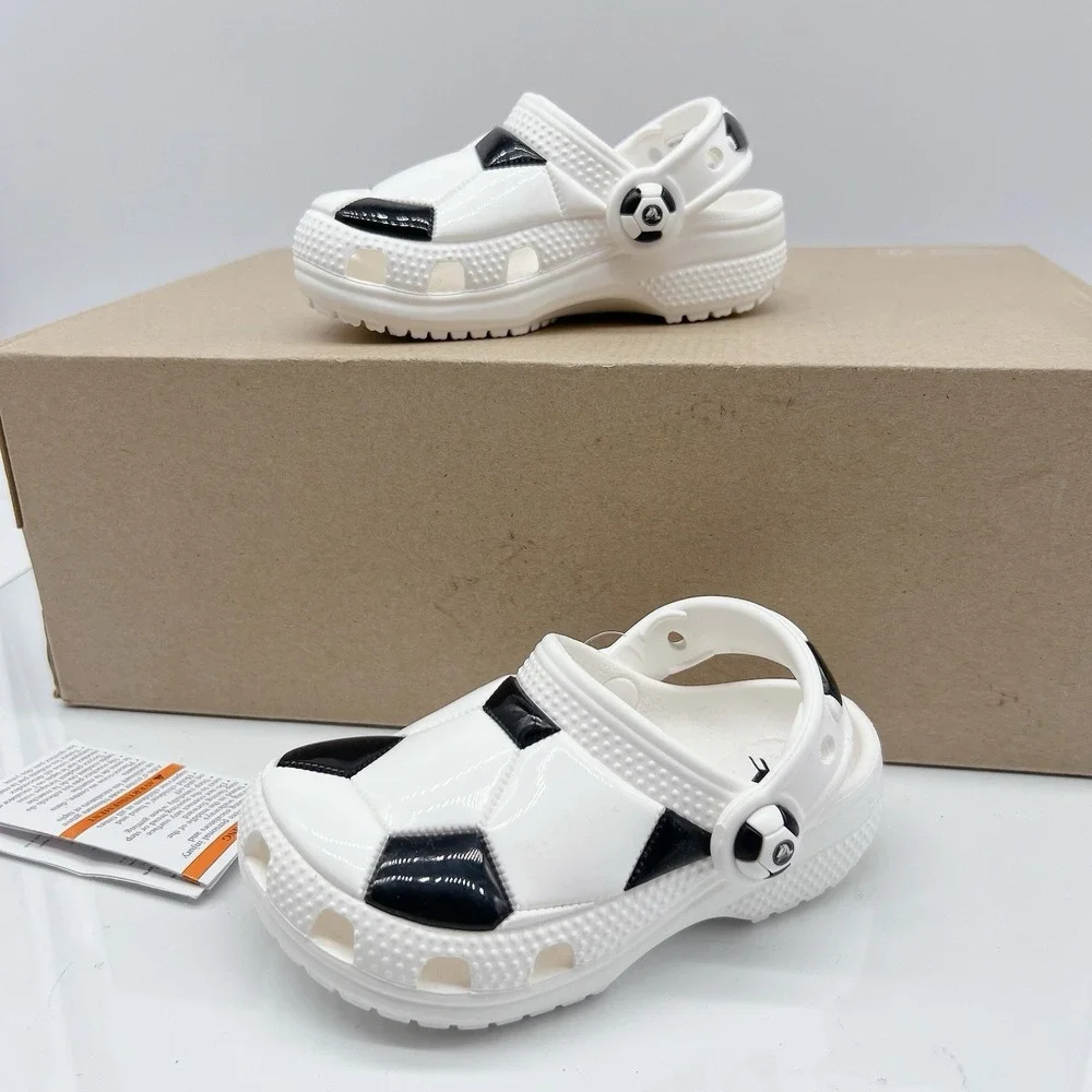 Crocs Classic Sports Kid's Soccer Clogs White Black Size C 7
